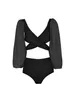 Swimwear pour femmes Manches longues Deux pièces de maillot de bain Triangle de femme V-Colwswear imprimé 2024 Holiday Summer Clothes Female Trendy