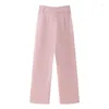 Женские брюки с двумя частями 2024 Женщина элегантная розовая поворот воротнич