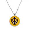 Anhänger Halsketten Anniyo rund Sikh Tamil Symbol Yoga für Frauen Männer Hindoo Hindu Buddhist Om Sikhism Religion #D0053