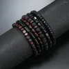 Pulseiras de fita para homens de estilo retrô de estilo múltipla linha elástica de miçangas de miçangas de jóias