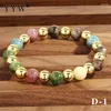 Bracelets de pierre précieuse multicolores vintage de brin avec perle de perle d'eau douce hommes masculins