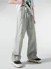 Herren Jeans Vintage Männer Korean Streetwear Übergroße gerissene Hose weit Bein Alt Solid Color Denim Hosen Kleidung W254