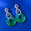 Kolczyki stadninowe Springlady 925 Sterling Srebrny Naturalny 20 mm jadeiła jadeiła węglowa kamień szlachetny kropla Dangle Biżuter