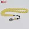 Strand Tasbih Résine jaune Bracelet Homme musulman 33 51 99 100 Perles de prière du chapelet Accessoires arabes Misbaha islamique