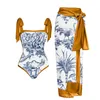 Swimwear féminin Femmes Vintage Colorblock Résumé Imprimé floral 1 Couvrent deux bas de maillots de maillot de bain Bott