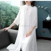 Abbigliamento etnico 2024 in stile primaverile in stile cinese Hanfu set da donna Hanfu retrò elegante qipao migliorato abito in filato a mezza manicotto cheongsam w296