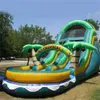 Giochi all'aperto all'ingrosso Caschi personalizzati per adulti/bambini che saltano slitta d'acqua gonfiabile per la casa di rimbalzo con stile palma