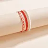 Неклеты с 3 частями богемного стиля Красная тканая веревочная бусинка Сложные женские лодыжки