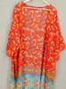 Sıradan Elbiseler Bohem Çiçek Baskı Büyük Renkli Elbise Kinomo Cardigan 2024 İlkbahar Yaz Kadın Giyim Uzun Kollu Maxi Q207