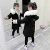 Down Coat Fashion Faux Fur Collar Hooded Long Coats Girl Clothing Children Winter Cotton Jacket Kids Clothes Warm Thick Parka 3-14Y