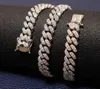 DZ Miami 10 mm ustawianie Cuban Link Łańcuch złoty srebrny naszyjnik lodowany z cyrkonu sześciennego Bling Hip Hop for Men Jewelry6524878