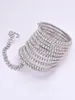 Pulseira personalizada 10 camadas strass de bracelete de dedo ligado jóias de trechos brilhantes para mulheres