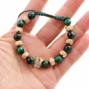 Brins à venir des perles en acier inoxydable de haute qualité cz pave charme vert tiger cordon d'oeil tressé