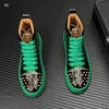 Herren -Freizeitschuhe Designer Hoch -Green Party Ball Druck besetzt Schuhe flache Freizeitschuhe Apatos de Hombre A6