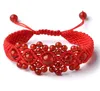 Armreifen handgefertigt natürliche rote Edelsteine Charme Armbänder für Frauen, die verstellbare Fäden -Taillenbänder Luck