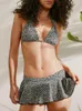 Kadın Mayo Miyouj Seksi Bikini Yüksek Bel Yüzme Giyim 2024 Yaz Banyosu Bandaj Kadın Mayo Baskılı Plaj Giysileri Kısa Etek