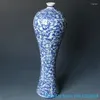 Вазы Джингджэнь Фарфоровой Коллекция Сине -белая ваза антикварная долговечность персиковой сливы высокая нога