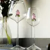 1 stuk creatief 3D roze glazen roos ingebouwde rode witte wijnglazen beker stengelboeken champagne fluit huishouden mooie cadeau 240429