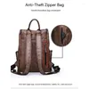 Sırt çantası yüksek kaliteli PU deri erkekler modaya uygun tasarım okul çantası erkekler için su geçirmez dizüstü bilgisayar çantaları büyük kapasiteli seyahat sırt çantaları
