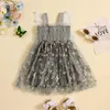 Girl Dresses Toddler Girls Mesh Lace Dress Flower Embroidery Butterfly Sleeveless Straps Summer Fashion Princess Party Costume