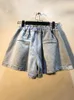 Женские шорты для джинсовой зашифки с высокой талией с высокой талией с твердым цветом широкие джинсы короткие джинсы 2024 Spring Fashion 29L95