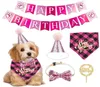 Dog Apparel Pet Happy Birthday Banner Hat Crown Bowtie Cake Topper Bandana Neckerchief Party Decor Supplies9819992