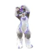 2024 Performance Grey Hukdog Fursuit Mascot Dresses Fancy Dress For Men Women Halloween Outdoor Ditit Suit de traje de traje para trajes de publicidade