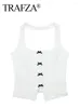 Tanks pour femmes Trafza Femmes avant noix papillon Halter Halter Vintage Solide sans manches Backless Vest Tops Side Hip Zip Slim Tank Y2k Woman Vêtements