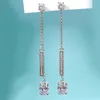 Studörhängen Fashionabla lyx och nisch 925 Sterling Silver mångsidig vit diamantuppsättning med höga kolbröllopsmycken