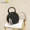 Sacs à bandouliers Bankuo Paille pour femmes Sac 2024 Round Rootan Woven Handbag Sac à main décontracté Solid Crossbody for Women Bohemia x389