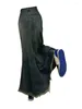 Rokken 2024 Retro High Tailed Baggy Slit Dames kleding Knop Desimeren Denim Girl 90s Y2K Shirt Travin Blauw Wash