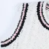 420 2024 Runway Summer Brand dezelfde stijl mouwloze zwart wit roze flora print crew nek mode kleding hoge kwaliteit dames mingmo