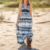 Lässige Kleider hochwertiger sexy schlanker Fit -Krawattenfarbstoff Rückenfreier gedruckter Rock Bohemian Beach Lange elegante Frauenkleidung Vestidos