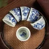 Tazze da tè set ceramico retrò paesaggio in porcellana blu e bianca