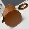 NEUER Leder Bucket Bag Fashion Designer Leder Griff Verstellbarer Riemen Frauen Umhängetasche Gold Hardware Leinenmischungsfutter Handtasche Hochqualität