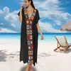Coupure de plage respirante Robe de fleur de crochet féminine élégante pour piscine en V-col