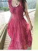 Sukienki swobodne Onealippa Multi Ruffles Mini sukienka bez pleców koronkowa w górę Elastyczna róży Rose Red Heavy Industry Big Hem Solid vestidos