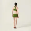 Dwuczęściowa sukienka designerska litera haft haft z zielonym topem zbiornikowym i mini spódnica bliźniaczka 2 -częściowa sukienka SML xcqp