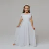 Moda sukienka dla dzieci dziewczynki koronkowa sukienka spektakl Wedding Flower Girl sukienka biała pusta sukienka księżniczka