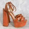 Sandalen Rontic Handmade Women Platform Chunky High Heel Round Toe prachtige Fuchsia Party Shoes Ladies US plus maat 5-20
