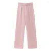 Женские брюки с двумя частями 2024 Женщина элегантная розовая поворот воротнич