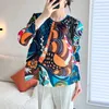 Women's Blouses Miyake geplooide zomer Gorgeour Flower T-shirt 2024 Hoogwaardige vrouwen rond kraag met lange mouwen Gedrukte stretch losse shirts