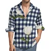 Herren lässige Hemden schwarzes grünes Plaidhemd Frühling Vintage Lines Herren trendige Blusen Langarm Grafik Harajuku Tops Plus Size
