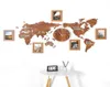 Новые деревянные цифровые настенные часы DIY 3D World Map с 3 частями PO рамки гостиная декоративные настенные часы с большим размером 130 см60см6568747