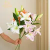 Dekorativa blommor 75 cm lång lily artificiell fest bröllop brud bukett falsk växt för vardagsrum bord hem garen dekoration verklig beröring