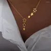 Colliers pendants Collier de bijoux non ternissais élégant 18K Gold plaqué en acier inoxydable Multiple Star pour femmes