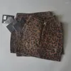 Jupes houzhou jeans léopard jupe femme américaine rétro sexy haute taille a-line strewear streetwear vintage wash denim mini gyaru