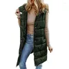 Women's Vests Women Lightweight Long Puffer Vest Hooded Down Jackets Gilet Coat With Pockets