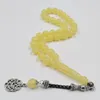 Strand Tasbih Résine jaune Bracelet Homme musulman 33 51 99 100 Perles de prière du chapelet Accessoires arabes Misbaha islamique