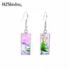 Boucles d'oreilles en peluche 2024 Tree de Noël Paignes d'hiver sur toile sur toile rectangulaire à crochet à crochet de dôme en verre